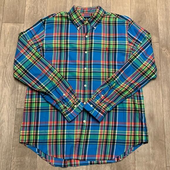 Mens NWOT Polo Ralph Lauren Plaid Color Block Button Down Casual Shirt‎ - Picture 1 of 7